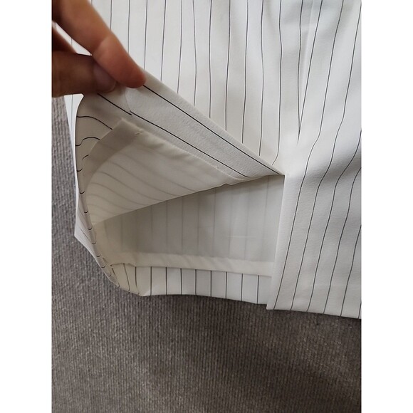 Express Pencil Skirt Womens 4 Cream White Striped Back Zipper Slit Lined NEW - Picture 5 of 8